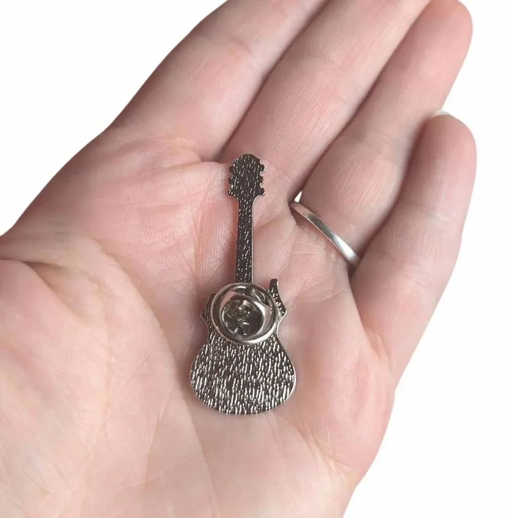 J. Jerry Garcia solid silver tone metal guitar neck tie clothing pin